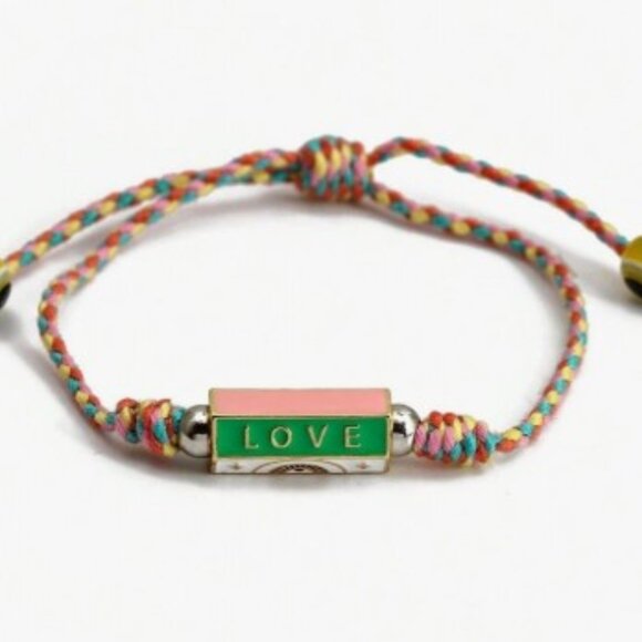 NWT boho vibe enamel Love locket charm bracelet - Picture 1 of 4